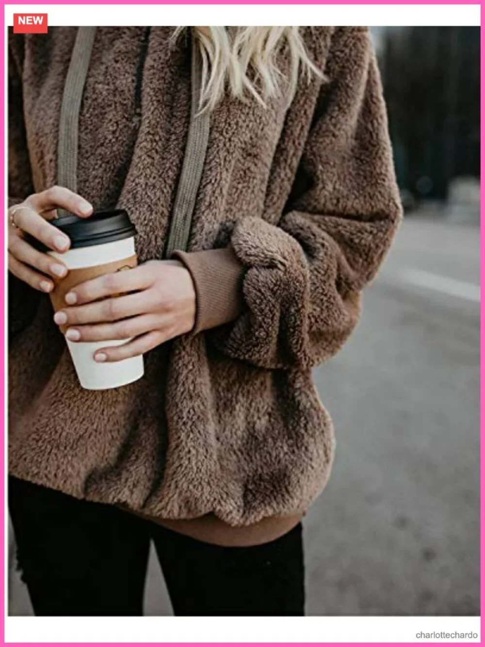 Oversized Sherpa Pullover Hoodie Women Fleece Sweatshirt Warm Fuzzy Jacket with